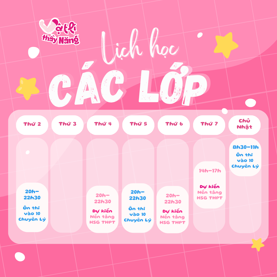 Lịch học các lớp
